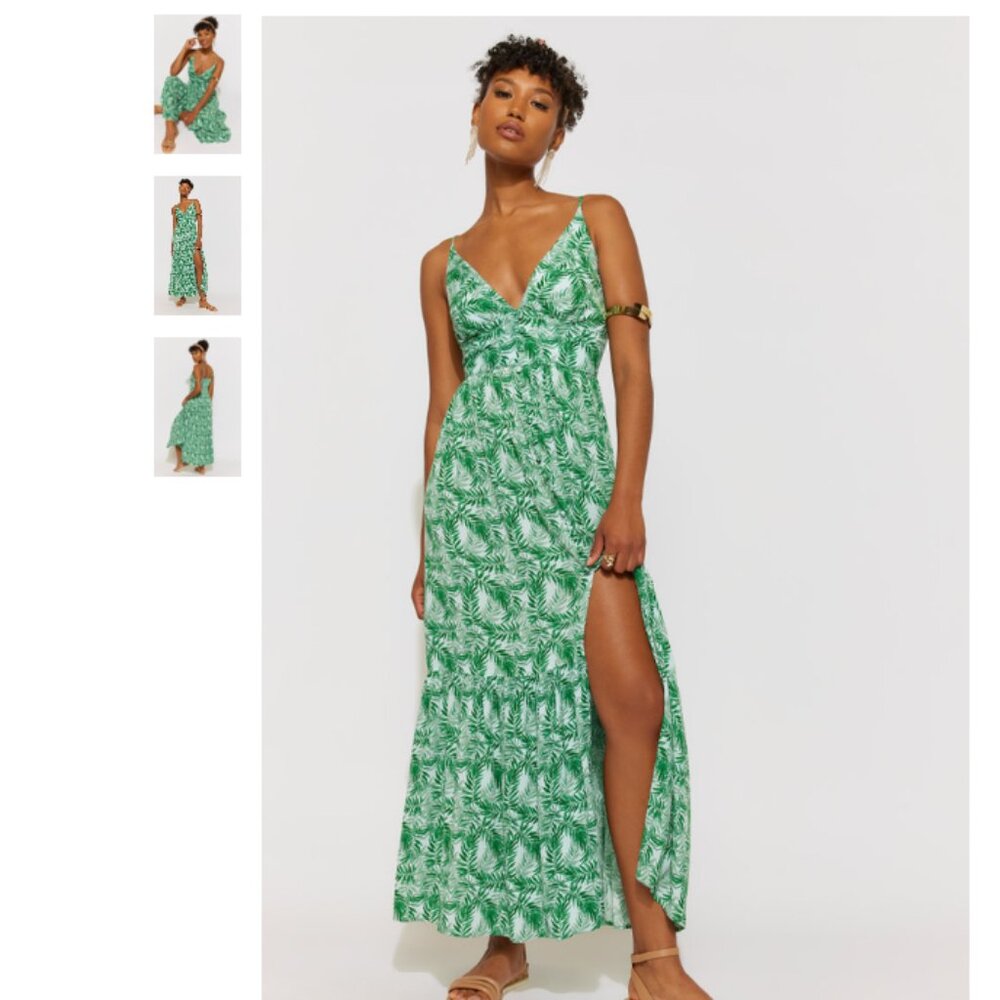 Kaylee Palm Print Maxi Dress (Size L)